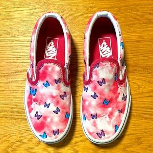 Never worn- Butterfly pink Vans, size 13 kids